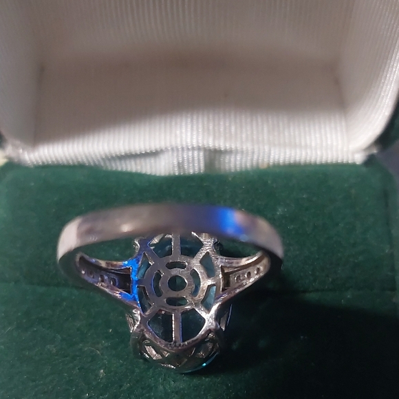 Pandora Elegant Blue Gemstone Ring Sz 9 Humungus! - Picture 5 of 16